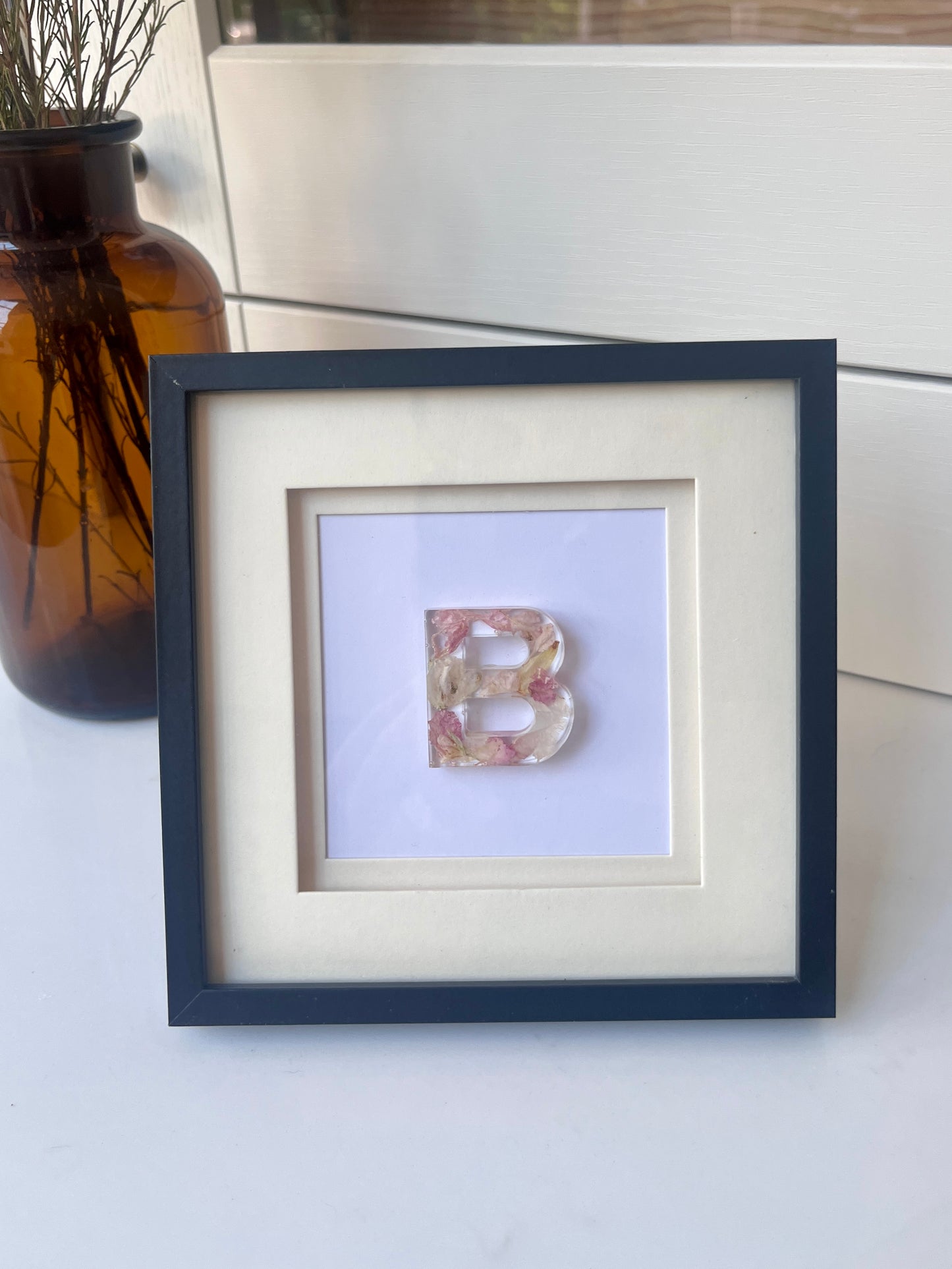 Monogram Flower Preservation Frame | Black Frame