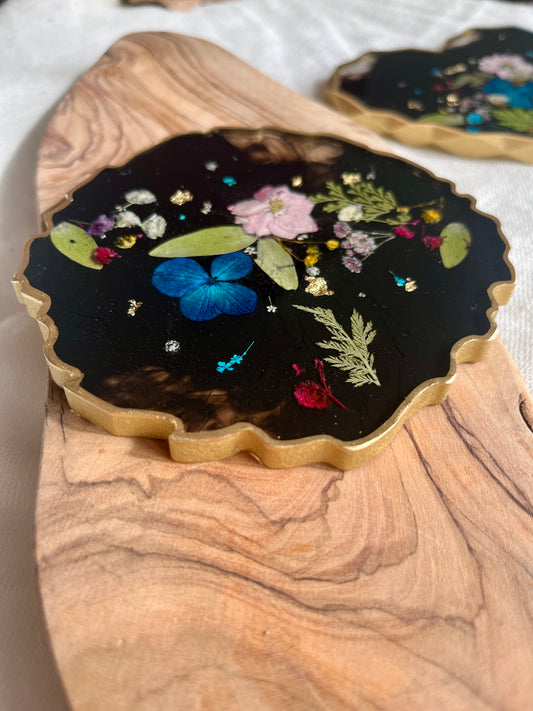 Large Midnight Flower Coasters